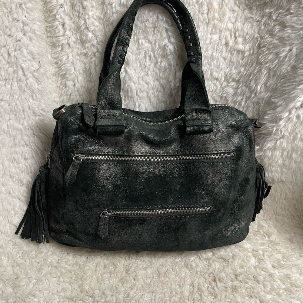 Carla Mancini black metallic silver Medium Satchel bag silver tone hardwares - Picture 9 of 15
